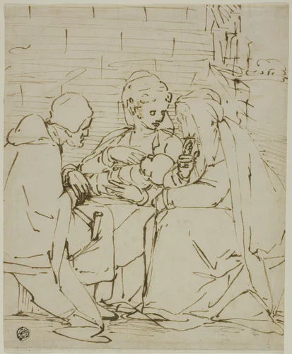 Holy Family with Saint Anne by Luca Cambiaso, drawing, 1565-1575