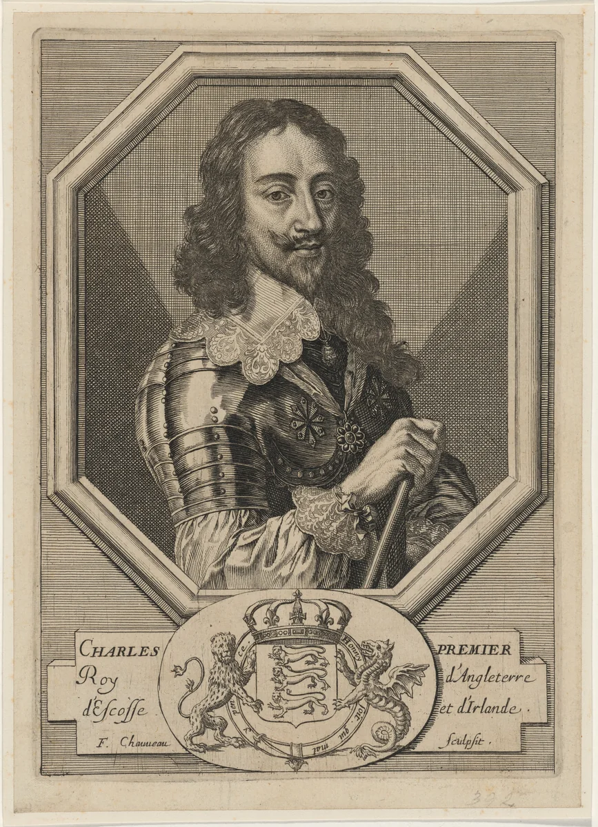 Charles I in an Octagonal Border by François Chauveau, print, 1613-1676