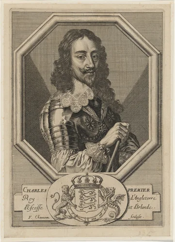 Charles I in an Octagonal Border by François Chauveau, print, 1613-1676