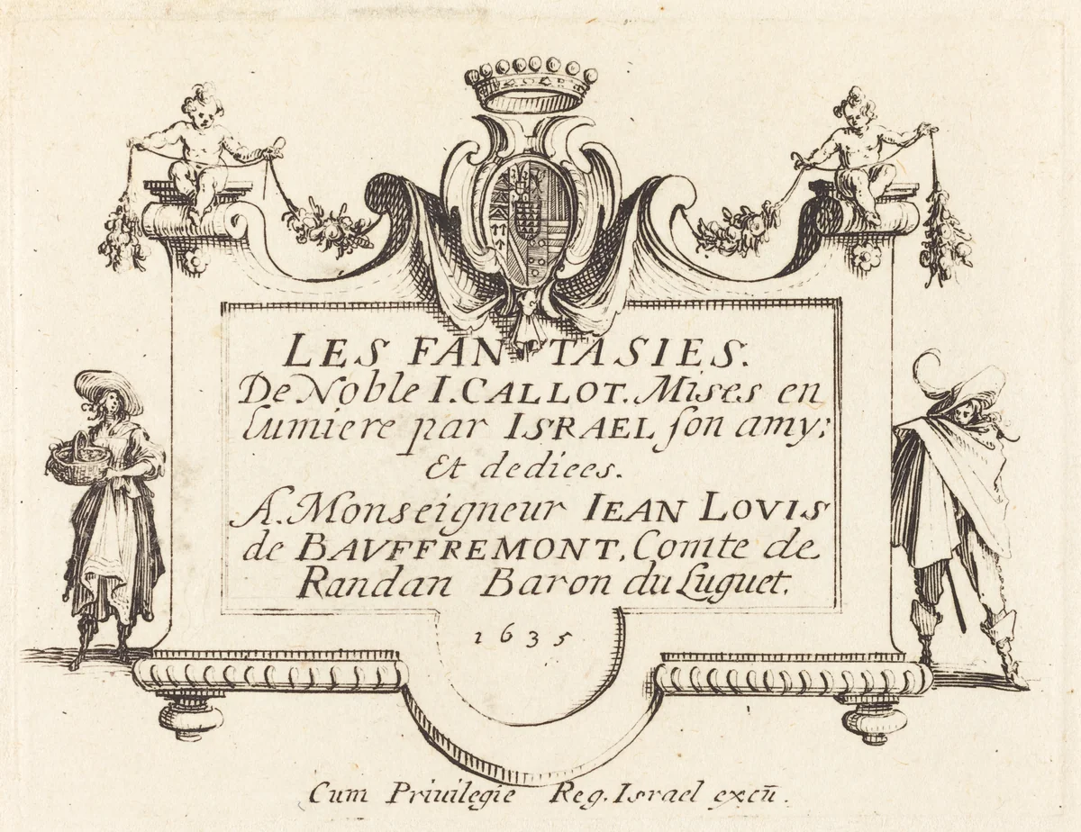 Title Page for "The Fantasies" by Jacques Callot, print, 1628-1638