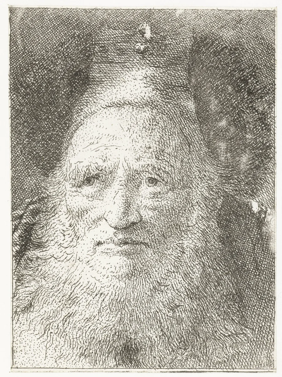 Oude man met bontmuts by Giovanni Domenico Tiepolo, print, 1771-1774