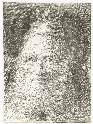 Oude man met bontmuts by Giovanni Domenico Tiepolo, print, 1771-1774