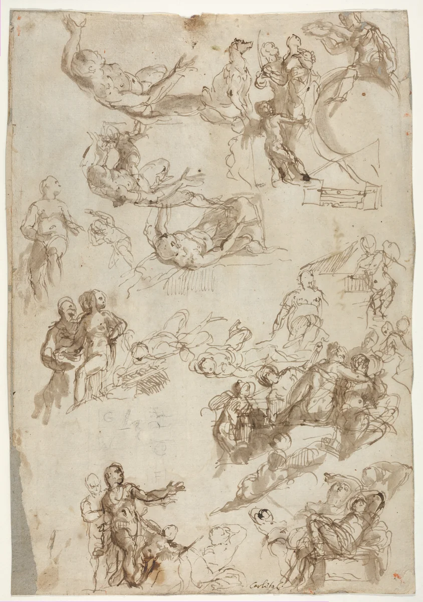 Studies for The Allegories of Love by Paolo Veronese, drawing, 1570-1575