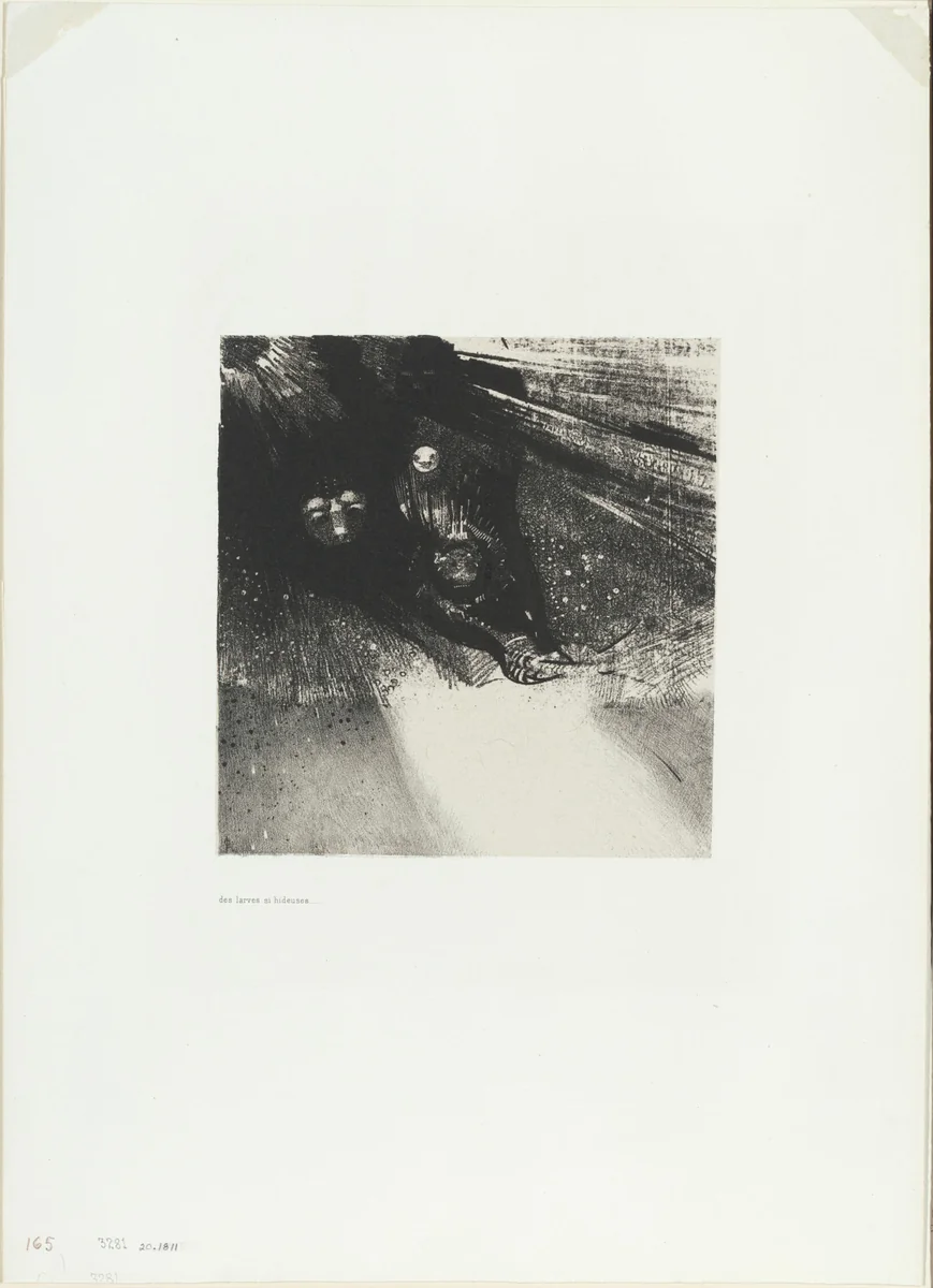 Larvae So Bloodless and So Hideous, plate 5 of 6 by Odilon Redon, print, 1896