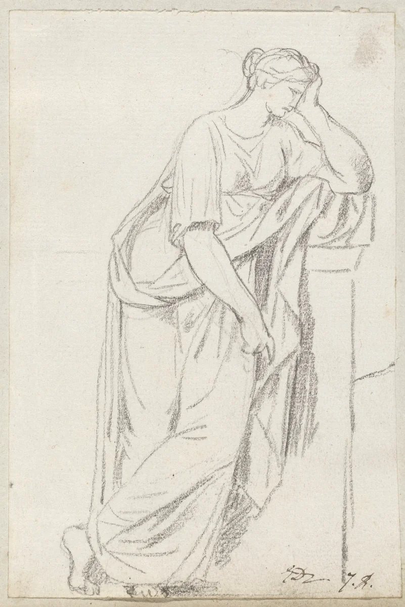 A Muse from the Sarcophagus of the Muses by Jacques-Louis David, drawing, 1775-1780