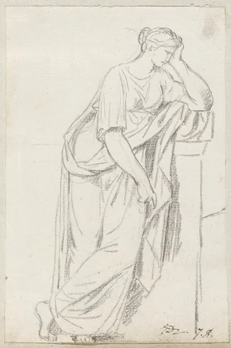 A Muse from the Sarcophagus of the Muses by Jacques-Louis David, drawing, 1775-1780
