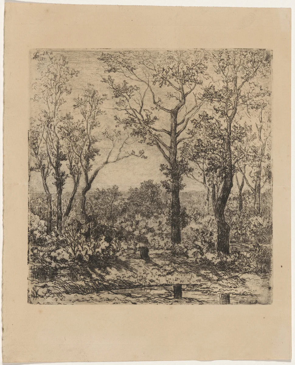 Bois de la charbonnière by Louis Hector François Allemand, print, 1877