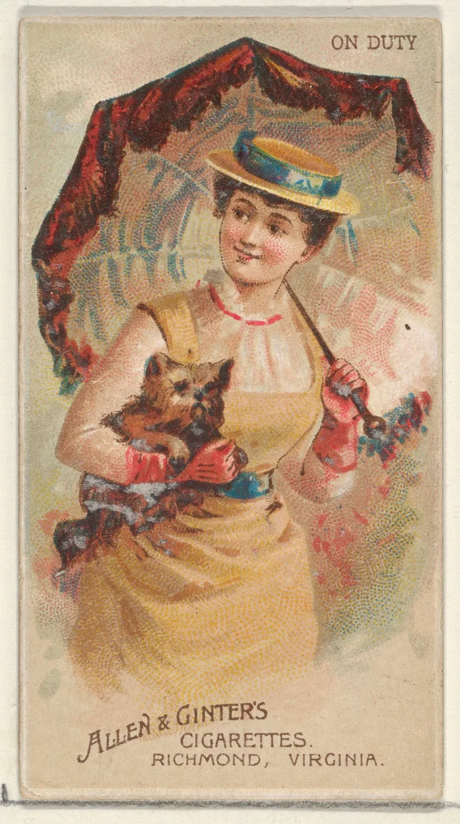 On Duty, from the Parasol Drills series (N18) for Allen & Ginter Cigarettes Brands by Allen & Ginter, print, 1888