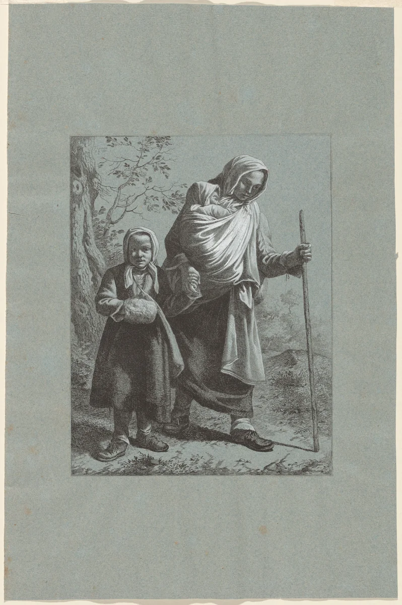 Peasant Woman with Two Children by Francesco Londonio, print, 1764