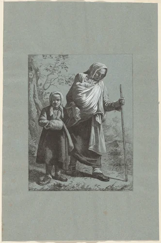 Peasant Woman with Two Children by Francesco Londonio, print, 1764
