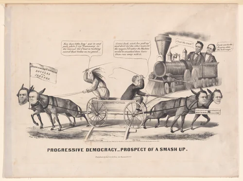 Progressive Democracy – Prospect of a Smash Up by Louis Maurer, print, 1860