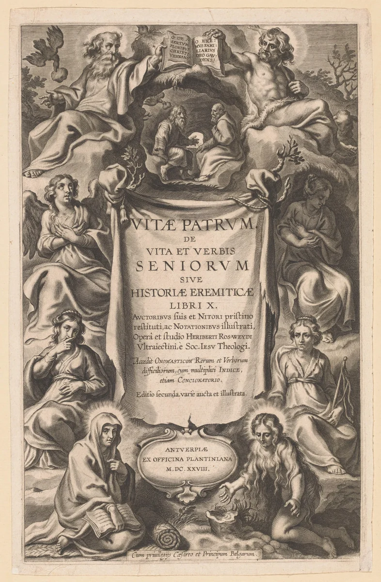 Verschillende heiligen in een landschap by Cornelis Galle, print, 1628
