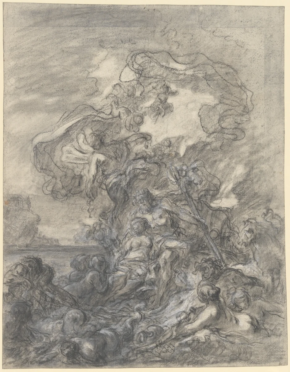 Allegory of Fishery: Neptune and Amphitrite by Gabriel François Doyen, drawing, 1768-1778