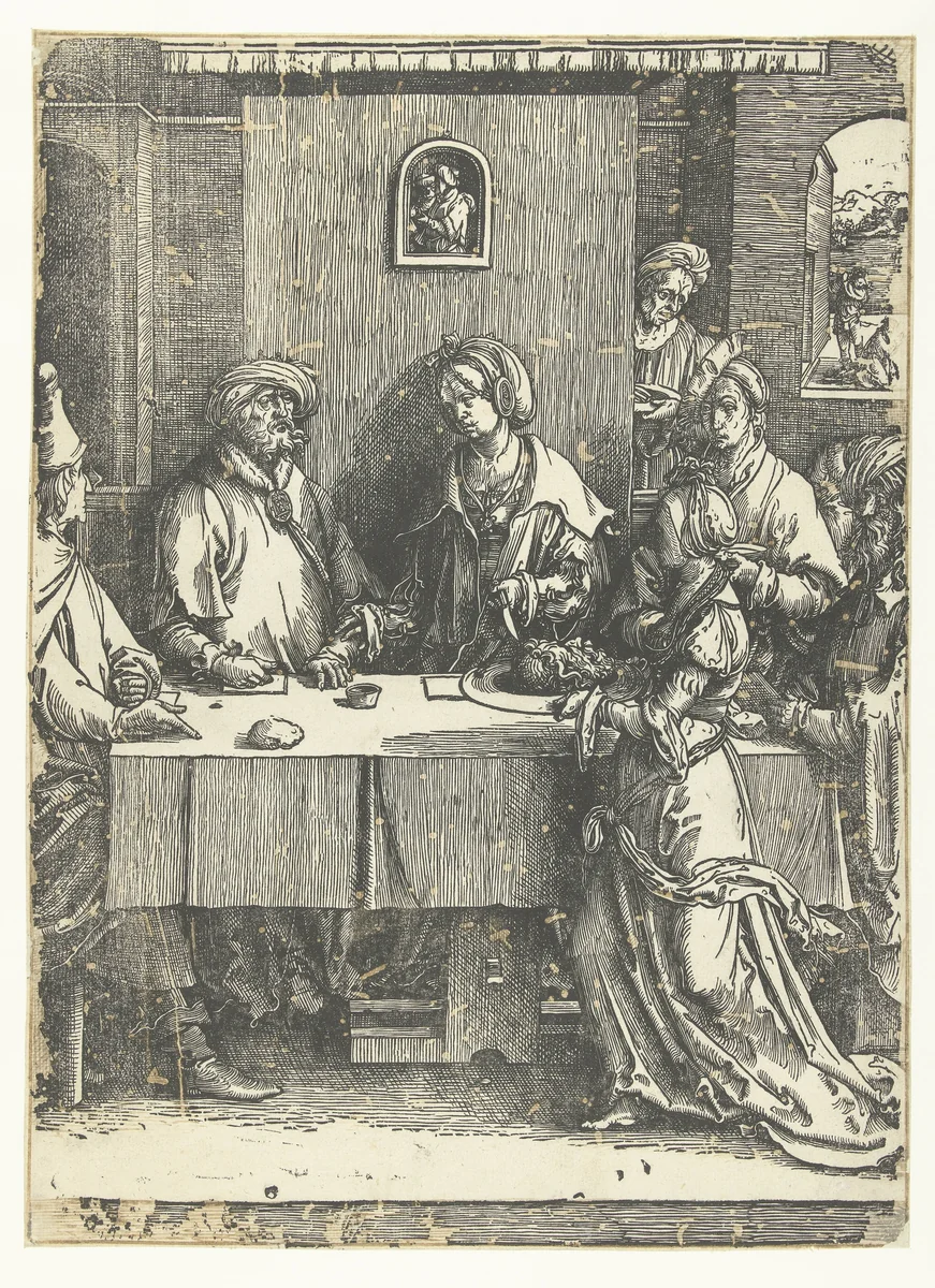 Salomé met het hoofd van Johannes de Doper by Lucas van Leyden, print, 1512-1514