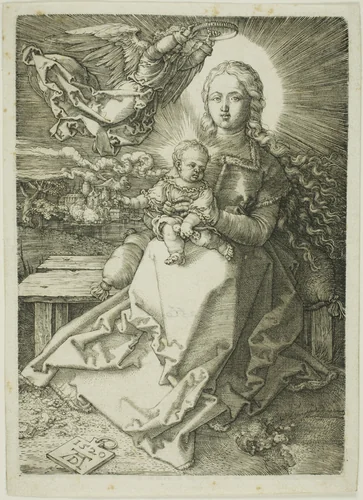 Madonna Crowned by One Angel by Albrecht Dürer, print, 1520