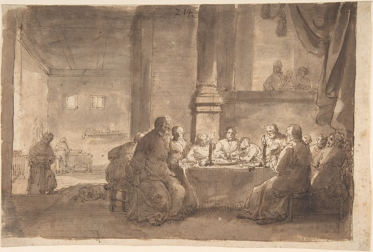 The Last Supper by Claes Moeyaert, drawing, 1600-1655