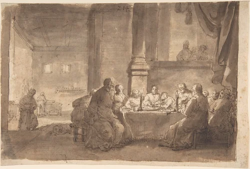 The Last Supper by Claes Moeyaert, drawing, 1600-1655