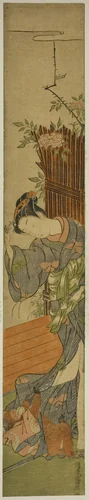 Young Woman with Pet Monkey by Isoda Koryusai, print, 1765-1775