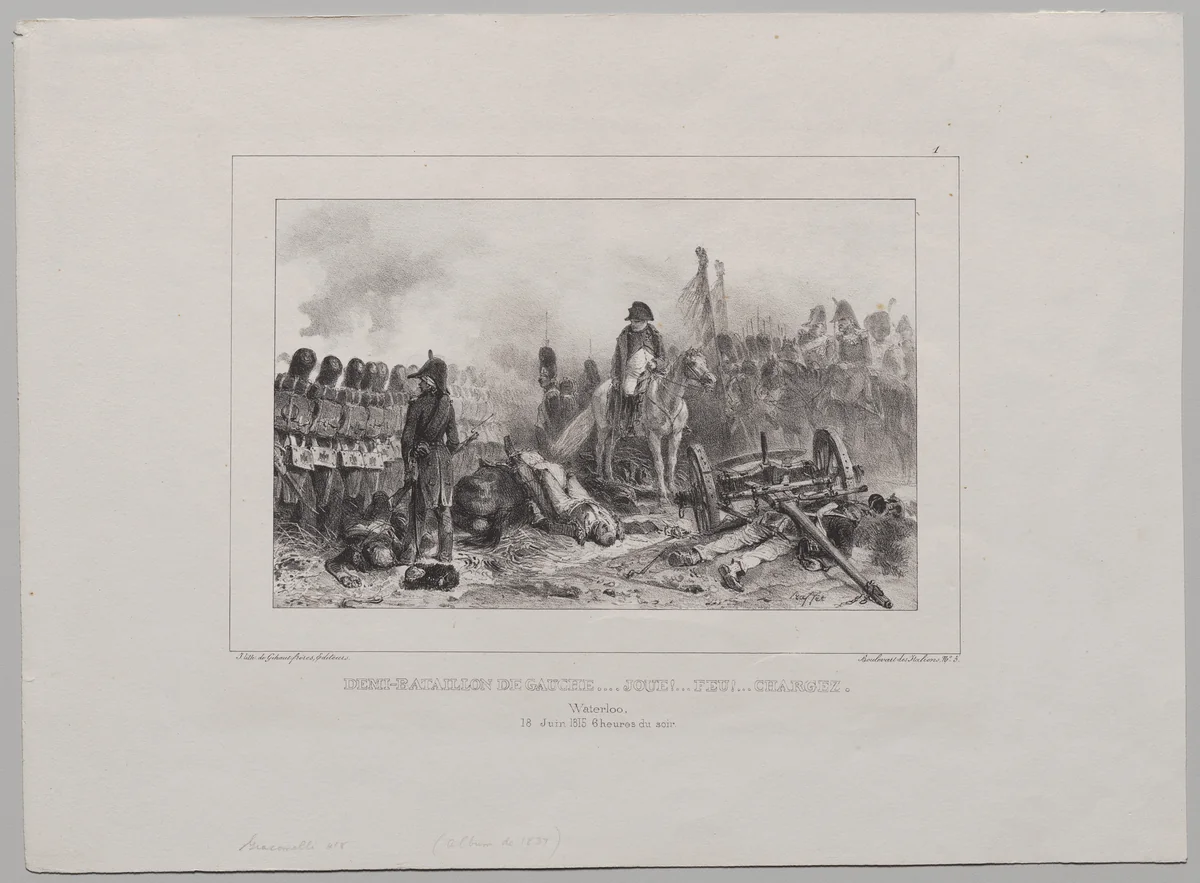 Lithographic Album of 1837: Half-Battalion at Left…Aim!...Fire!...Load by Auguste Raffet, print, 1836