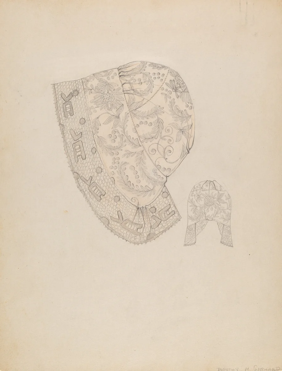 Bonnet by Dorothy M. Gerhard, index of american design, 1935-1942