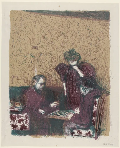 The Game of Checkers (La Partie de dames) from Landscapes and Interiors (Paysages et intérieurs) by Édouard Vuillard, print, 1899