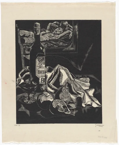Still Life with Bottle by Emil Ganso, print, 1930