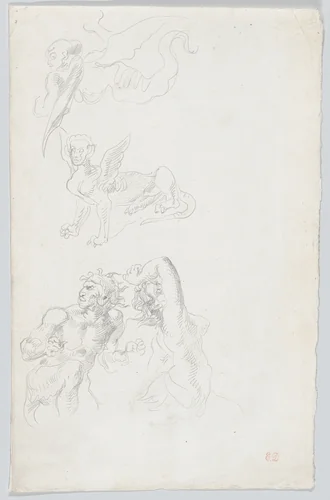 Study of Satyrs and Gargoyles by Eugène Delacroix, drawing, 1828-1838