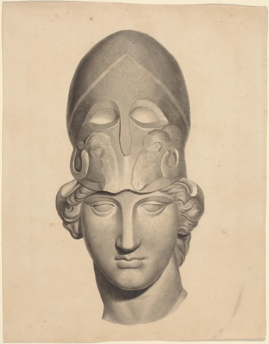Antique Head with a Helmet by John Flaxman, drawing, 1755-1826