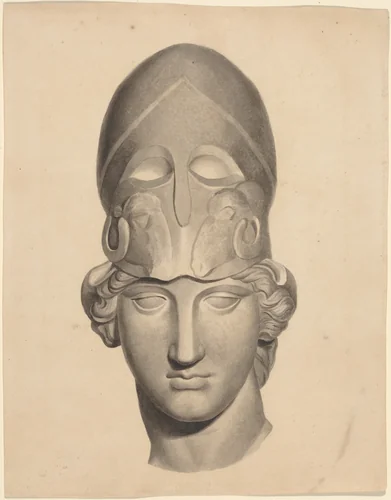 Antique Head with a Helmet by John Flaxman, drawing, 1755-1826