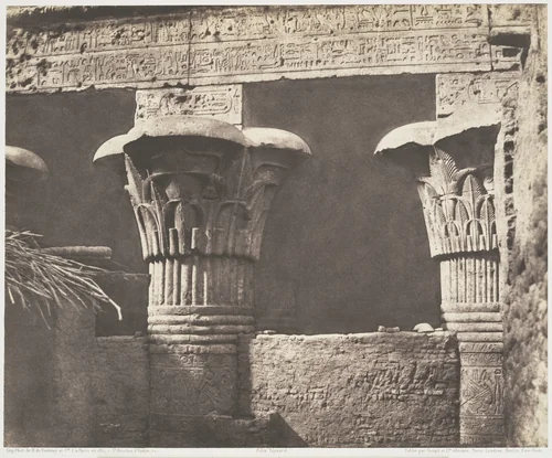 Esneh (Latopolis), Construction Ensablée - Architrave, Fûts et Chapiteaux by Félix Teynard, photograph, 1851-1852