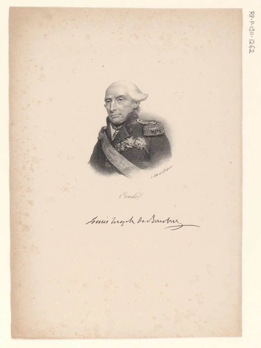 Portret van Lodewijk V Jozef de Bourbon-Condé by anonymous, print, 1818-1842