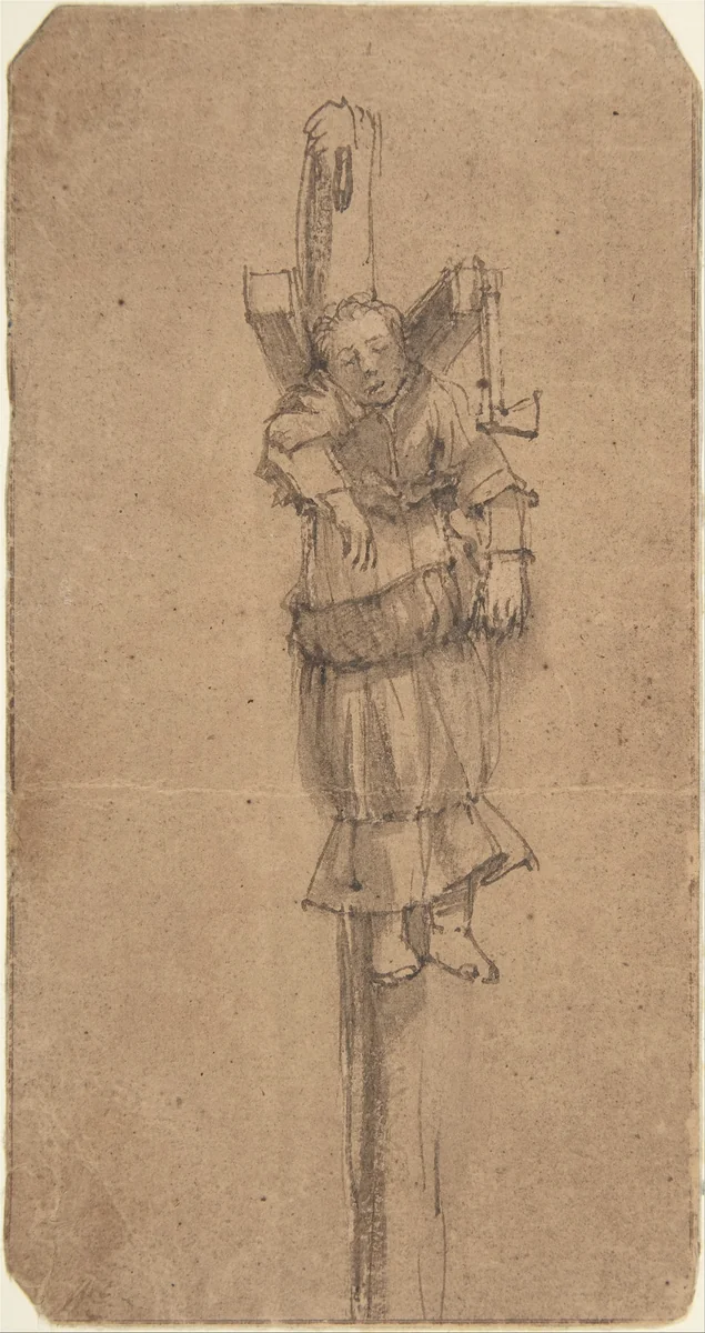 Elsje Christiaens Hanging on a Gibbet by Rembrandt van Rijn, drawing, 1664