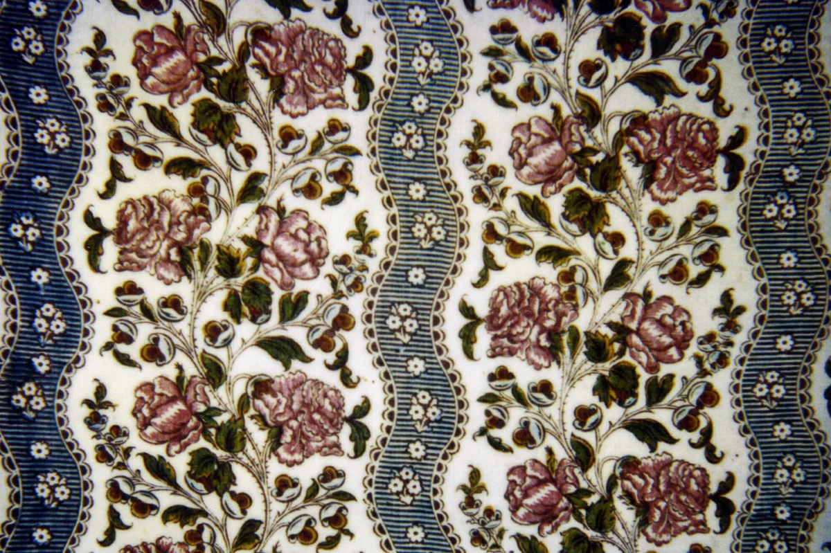 Panel Entitled "Blue Ribbon" by Christophe Philippe Oberkampf, textile, 1760-1764