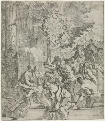 Adoration of the Magi by Pietro Testa, print, 1636-1638