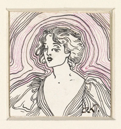 Buste van een jonge vrouw by C. Lapine, drawing, 1897