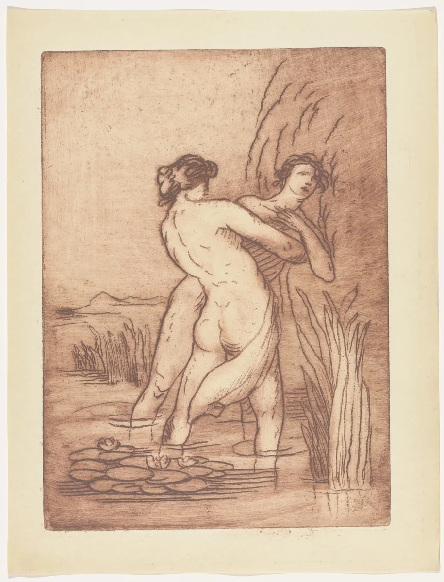 Salmacis and Hermaphrodite (plate, folio 116) from Les Amours (The Loves) by Émile Bernard, illustrated book, 1915