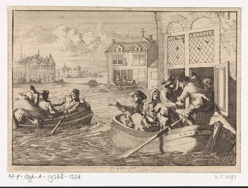 Overstroming te Parijs, 1658 by Caspar Luyken, print, 1698