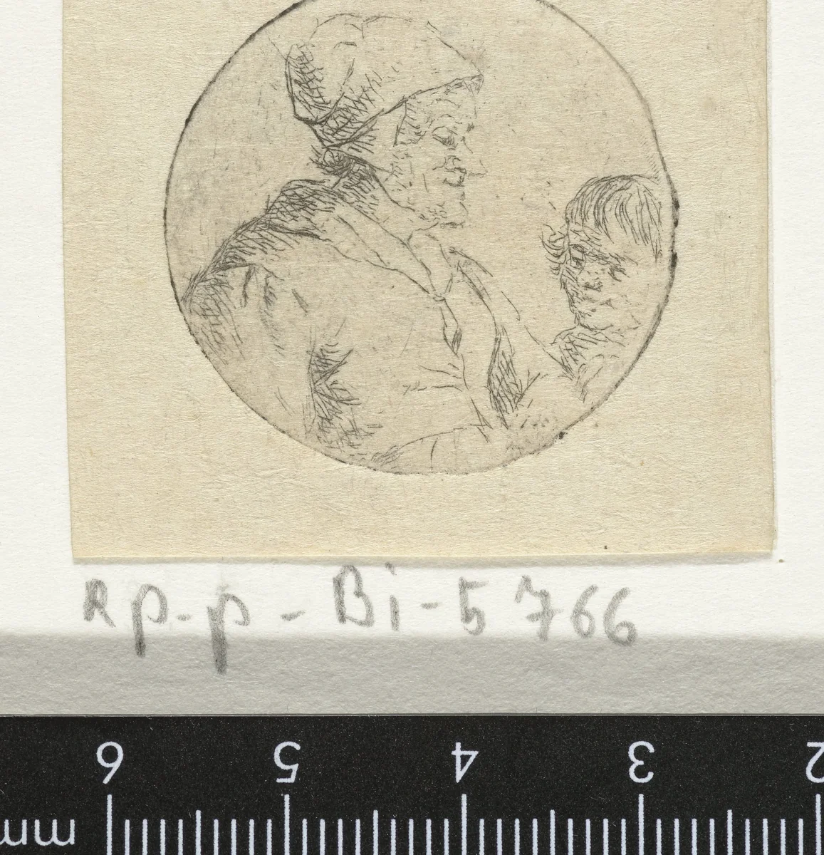 Buste van een onbekende man met kind (versie 1) by Christina Chalon, print, 1758-1808