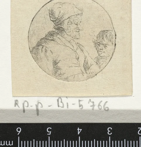 Buste van een onbekende man met kind (versie 1) by Christina Chalon, print, 1758-1808