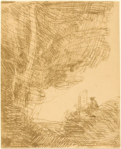 The Poet and His Muse (Le Poete et la muse) by Jean-Baptiste-Camille Corot, print, 1871