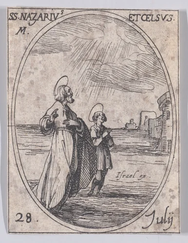 S. Nazaire et S. Celse (St. Nazarius and St. Celsus), July 28th, from "Les Images De Tous Les Saincts et Saintes de L'Année" (Images of All of the Saints and Religious Events of the Year) by Jacques Callot, print, 1636
