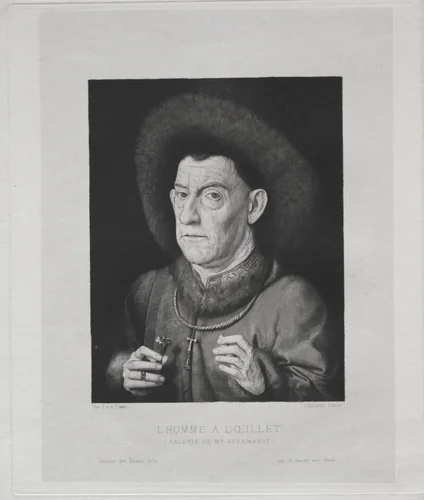 Man with a Pink by Claude-Ferdinand Gaillard, print, 1869