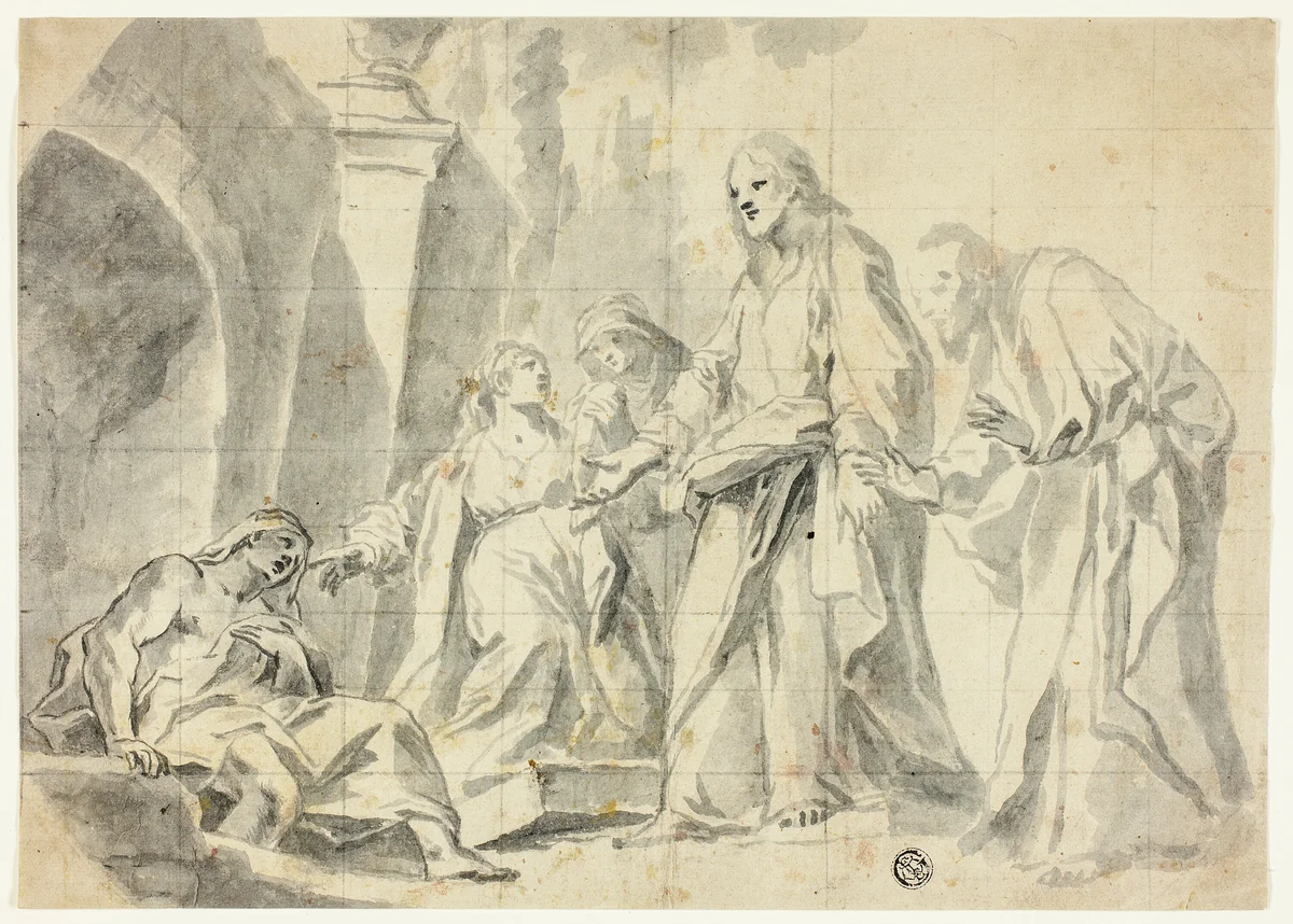 Raising of Lazarus by Marco Benefial, drawing, 1704-1764