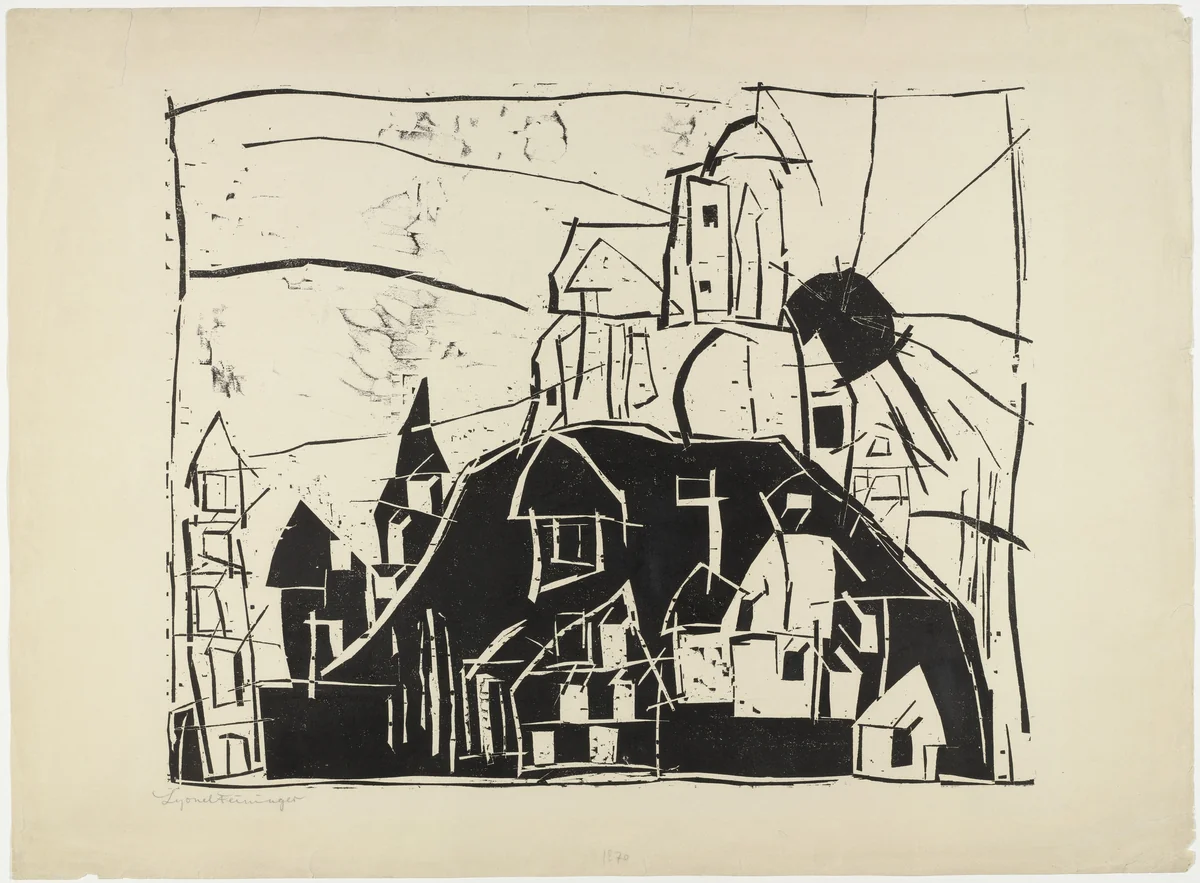 City on the Mountain (Stadt auf dem Berge) by Lyonel Feininger, print, 1918