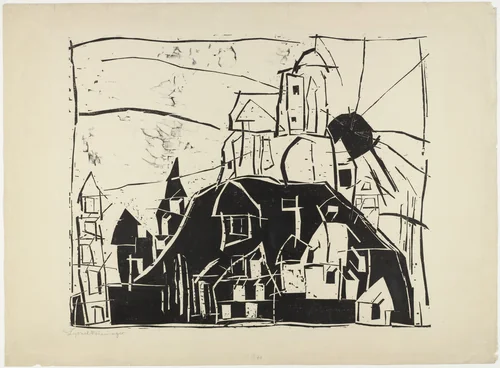 City on the Mountain (Stadt auf dem Berge) by Lyonel Feininger, print, 1918