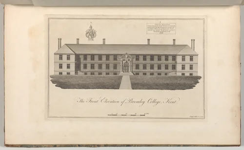 The Front Elevation of Bromley College, Kent, from Edward Hasted's, The History and Topographical Survey of the County of Kent, vols. 1-3 by John Bayly, book, 1777-1790