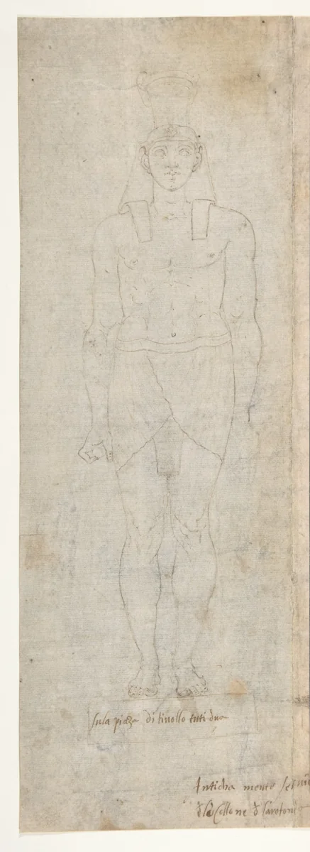 Roman Telamones in the Egyptian Style by Battista Franco, drawing, 1510-1561