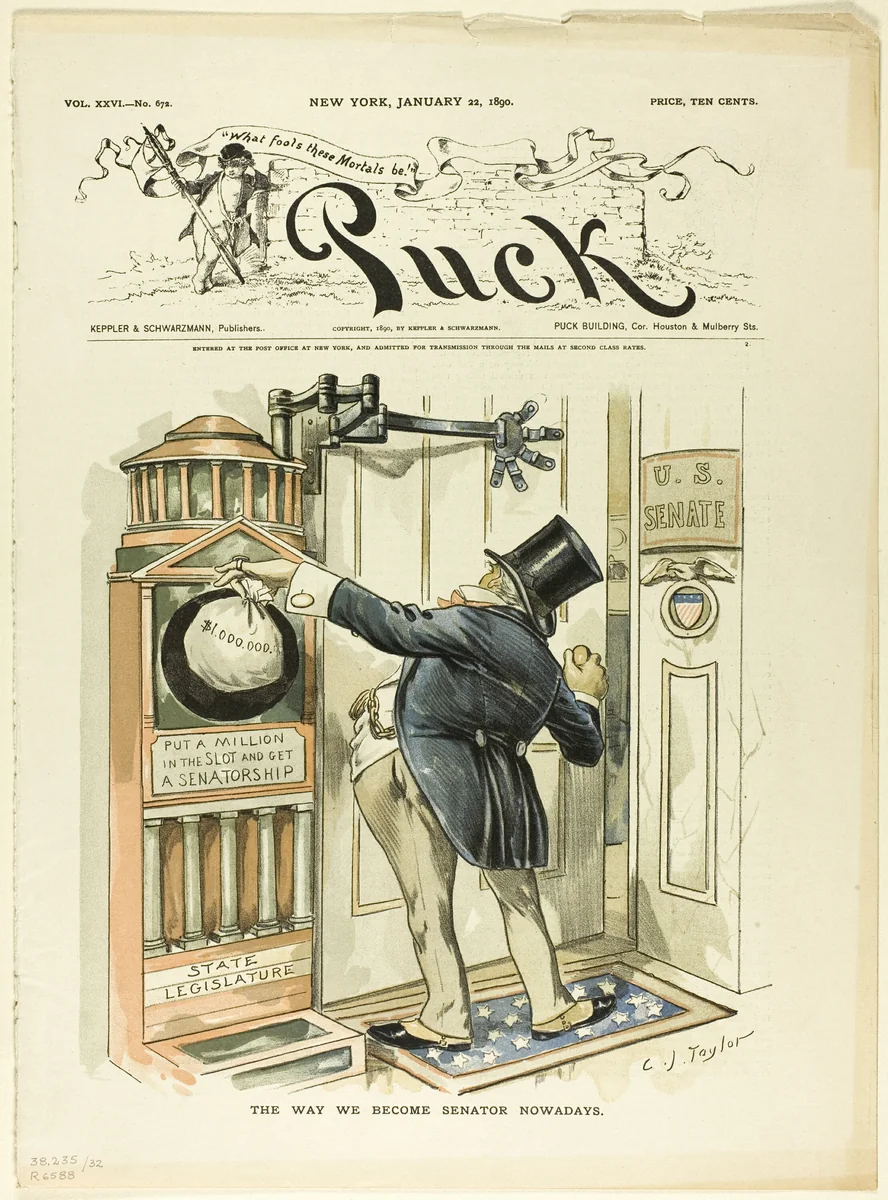 The Way We Become Senators Nowadays, from Puck by C. Jay Taylor, print, 1890