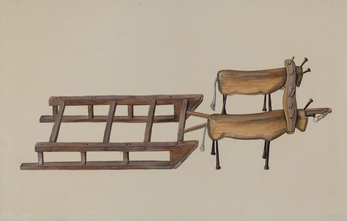 Toy Sledge and Oxen by William Kerby, index of american design, 1935-1942