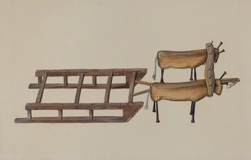 Toy Sledge and Oxen by William Kerby, index of american design, 1935-1942